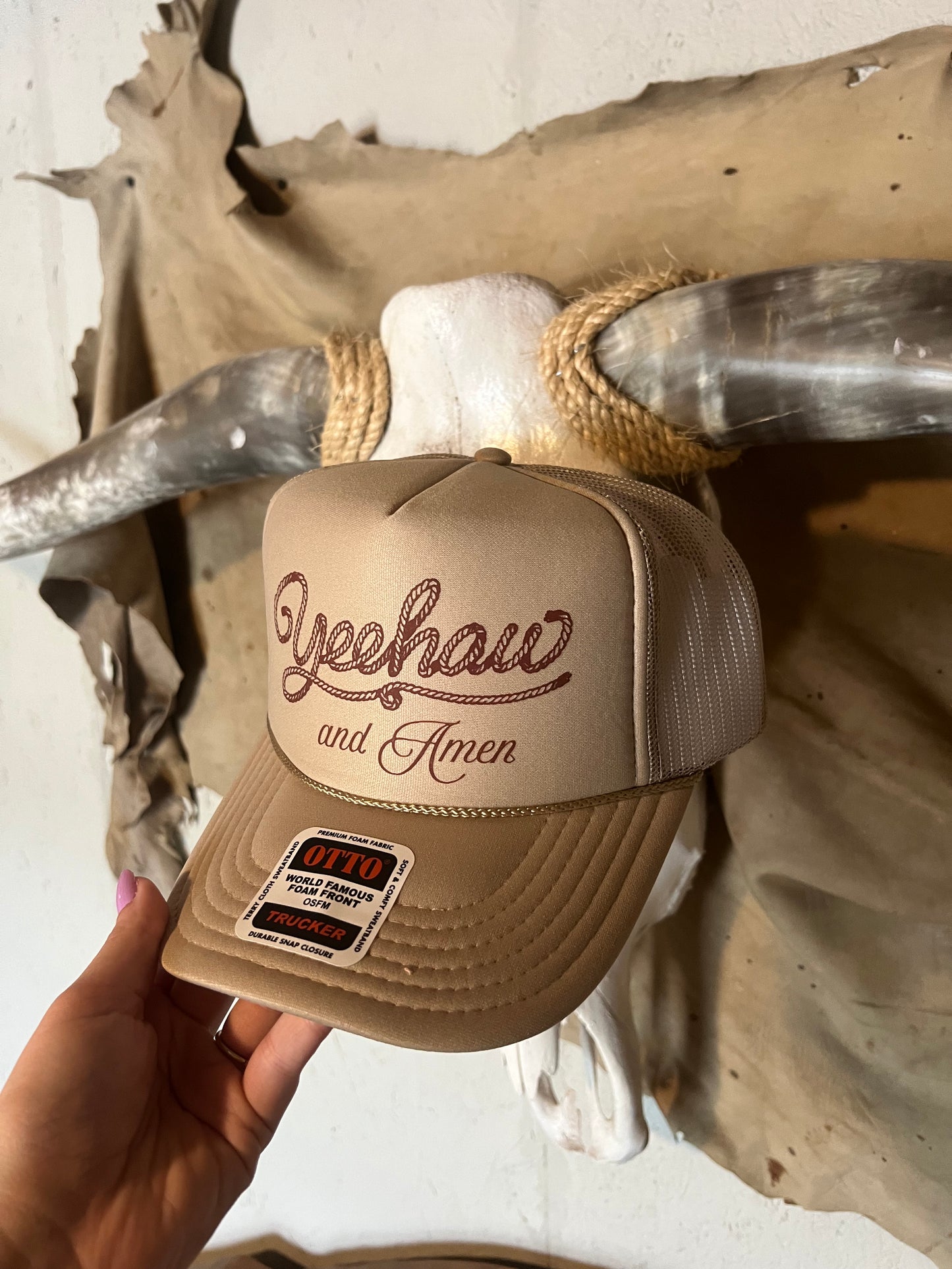 yeehaw and Amen Trucker Cap