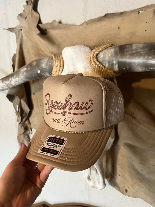 yeehaw and Amen Trucker Cap